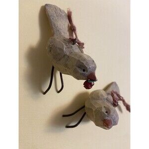 Vintage Christmas Ornament Woodland Winter Collection Russ White Birds Lot Of 2